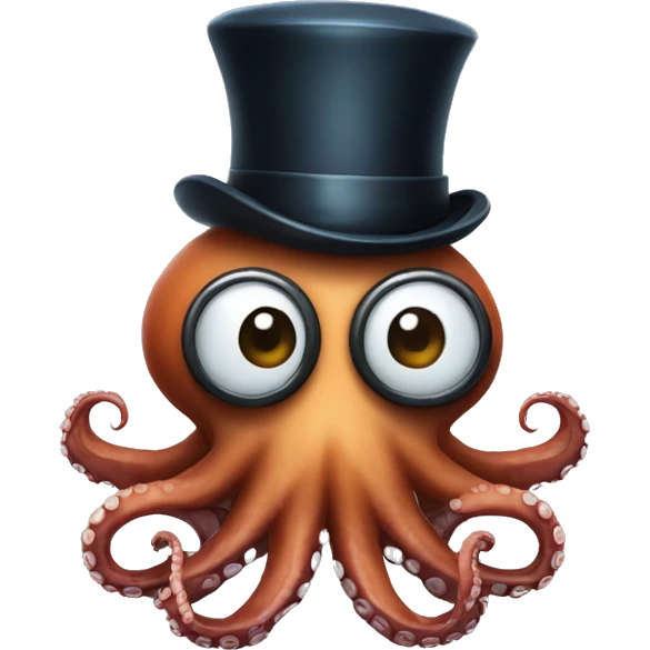 Octopus wearing a top hat, mustache, and a monocle emoji