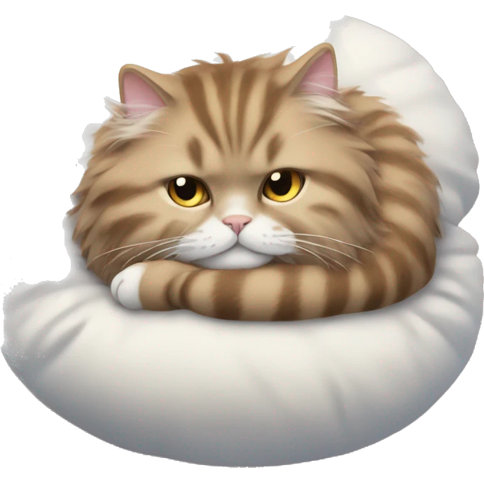 fluffy cat curled up on a cushion emoji