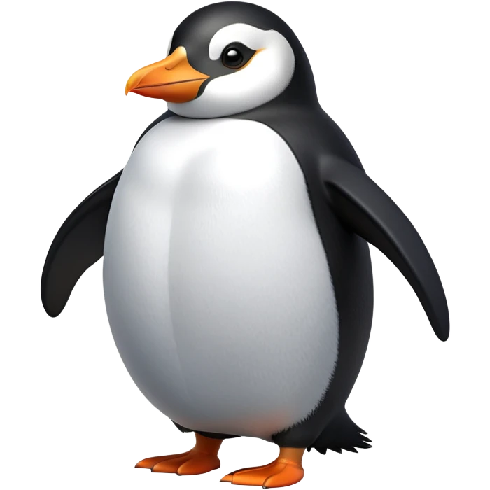 cinematic-penguin-realistic-full-body-standing-emoji,-plump-body-balanced-with-tiny-wings-tucked-close,-sleek-black-and-white-feathers-smoothly-layered,-head-tilted-dramatically,-bright-orange-beak-glinting-in-the-arctic-sun,-simplified-yet-realistic-focused-features,-highly-detailed,-glowing-with-an-almost-sarcastic-glow

 emoji