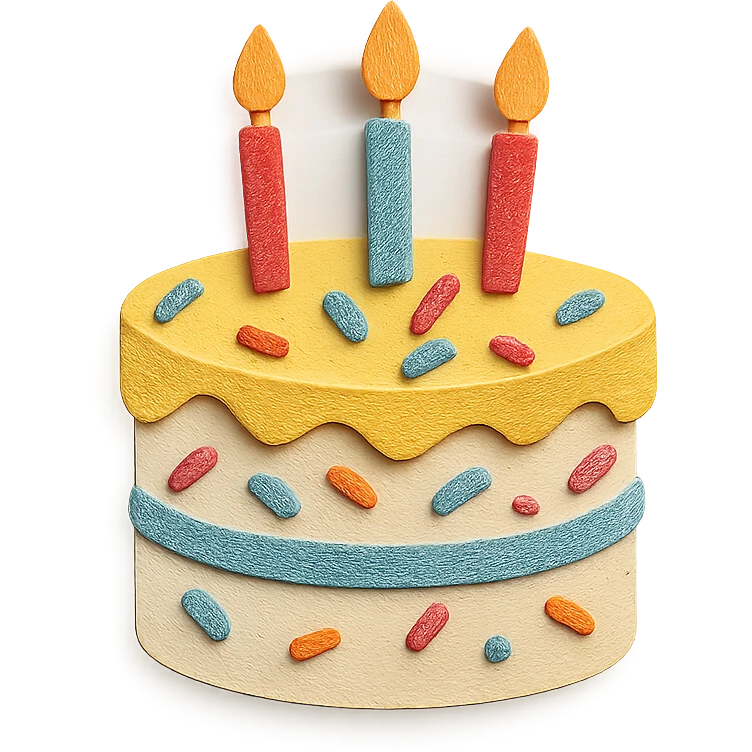 funfetti birthday cake with pastel sprinkles and candles emoji