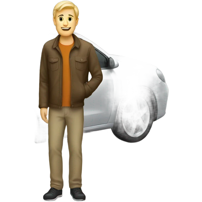 White man waiting near a car emoji