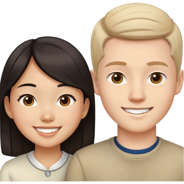 Asian girl and white boy couple emoji