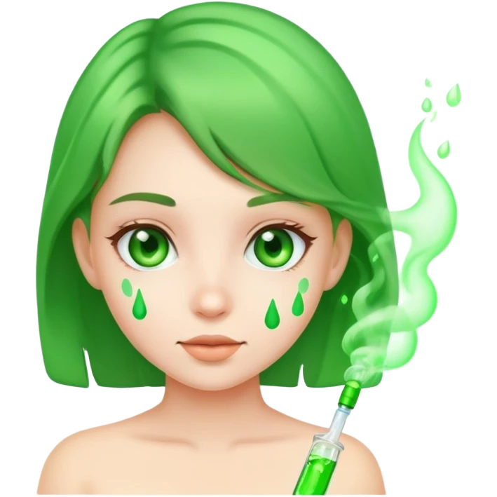 Girl with green gas around emoji