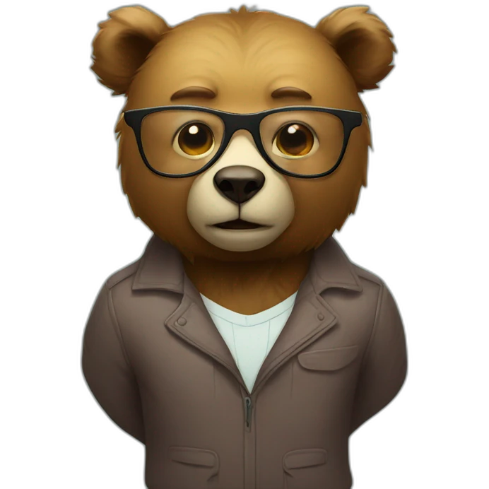 Humanoid bear with glasses saying no emoji