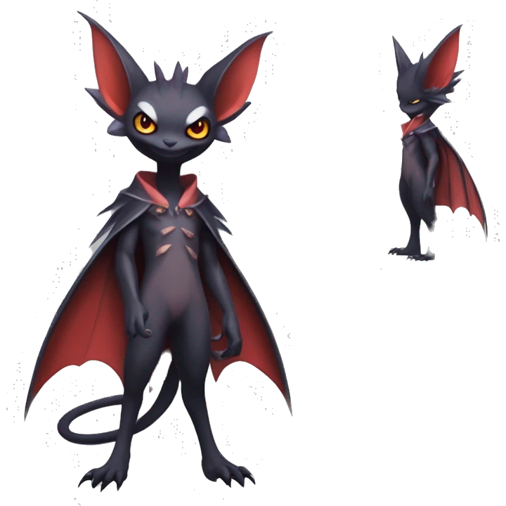  Kawaii Cool Vampiric Beautiful Noivern-Nargacuga-Litten with big Bat Ears full body emoji