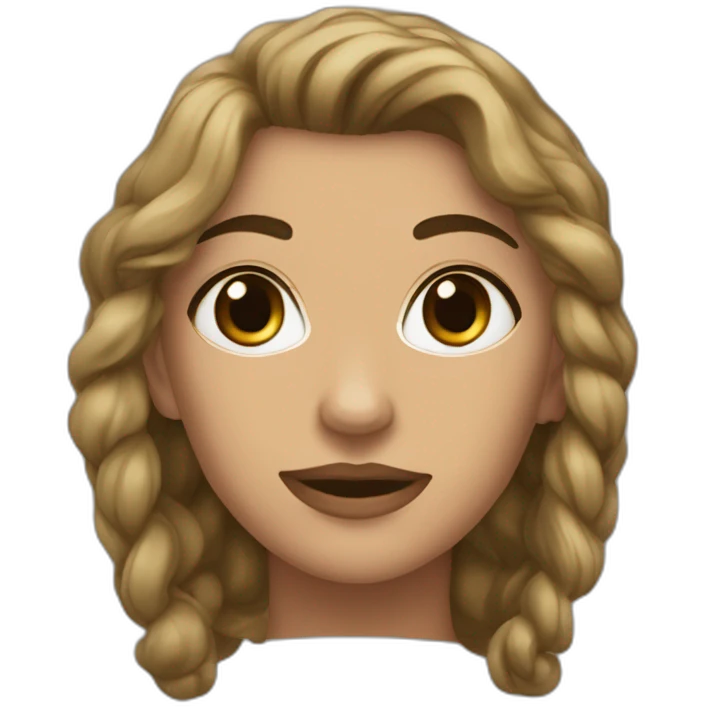 Грустная девушка с длинными коричневыми волосами с зелёными глазами emoji