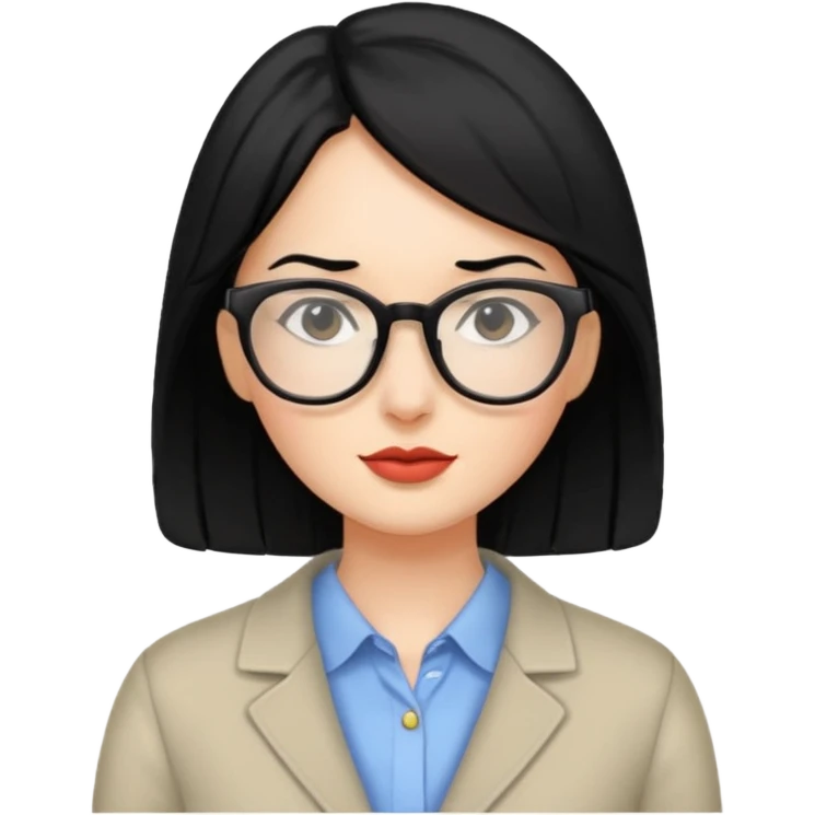 Mujer de pelo negro con lentes emoji