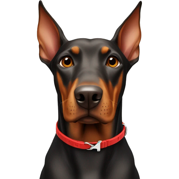 doberman with a red dog-collar emoji
