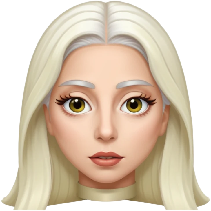 Lady Gaga with hazel eyes, long white hair emoji