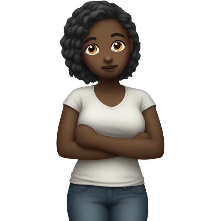 Black girl with tummy ache emoji