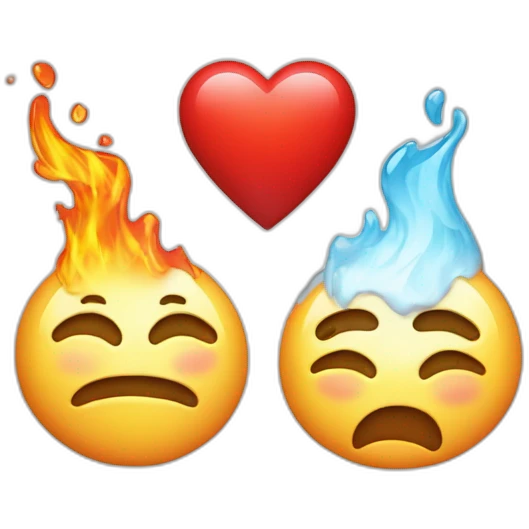 Un coeur  enflammé  et glacé emoji