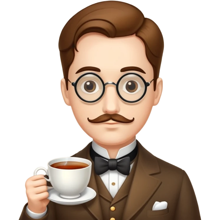 A person with a monacle and a cup of tea emoji