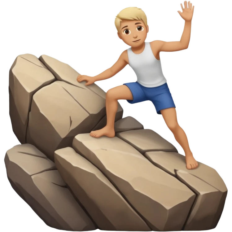 White slim man climbing rocks  emoji