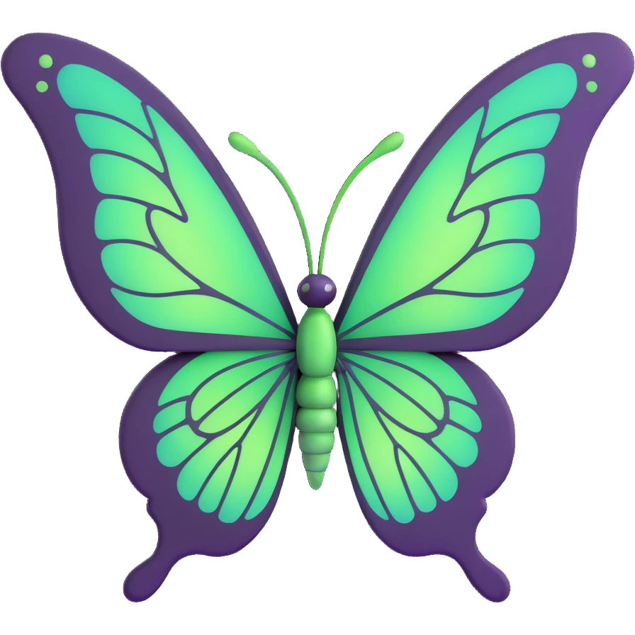 3D cartoon butterfly in digital fantasy art style, vibrant #c0ff53 green wings, glowing highlights, magical particles, dreamy aura, elegant fine vein patterns, layered textures, ornamental accents emoji
