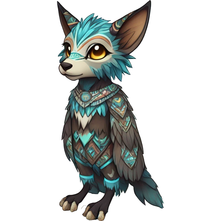cute Kawaii edgy ethereal shy epic tribal fantasy animal fursona Fionbri creature by griffsnuff & LiLaiRa & Falvie with exotic colors with intricate patterns full body emoji