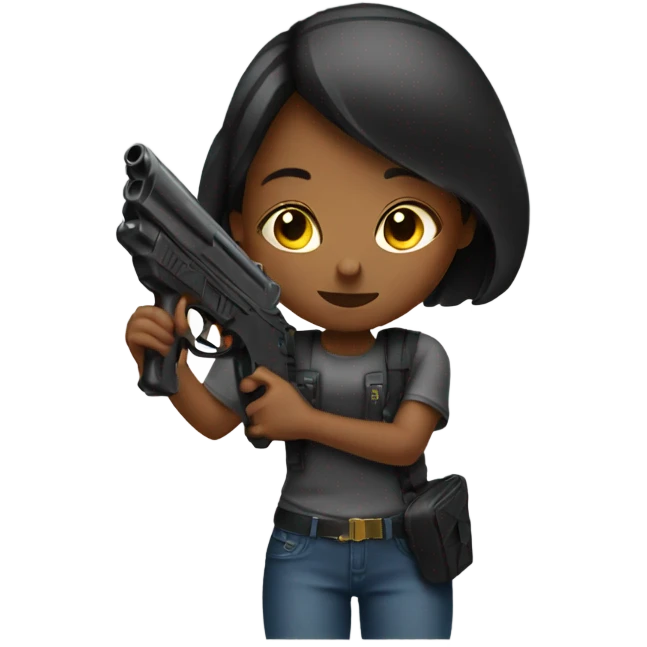 Girl holding black watergun emoji