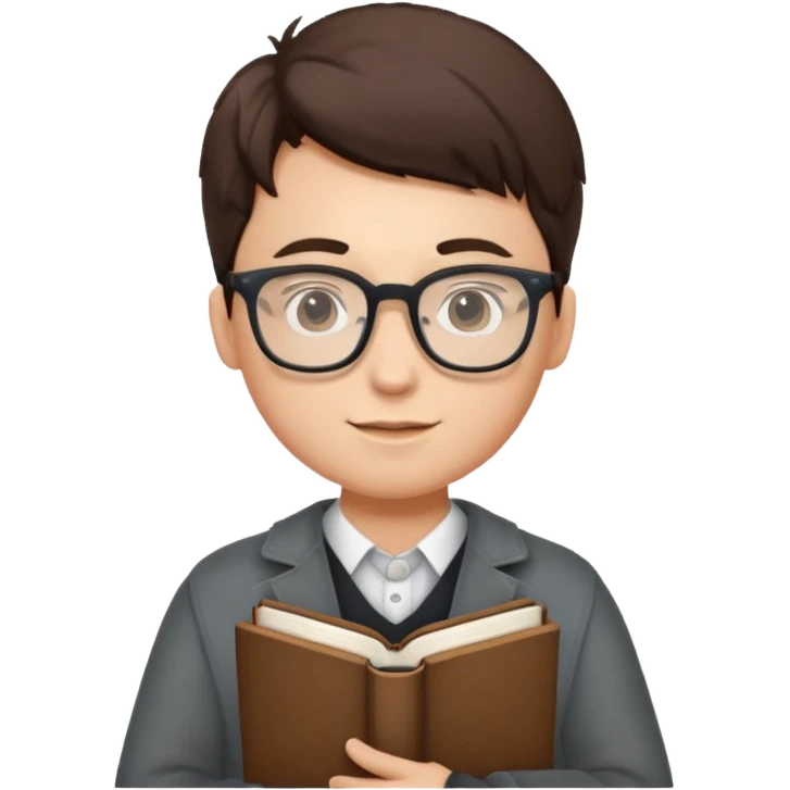 A student wearing glasses, hold book in front of their chest emoji