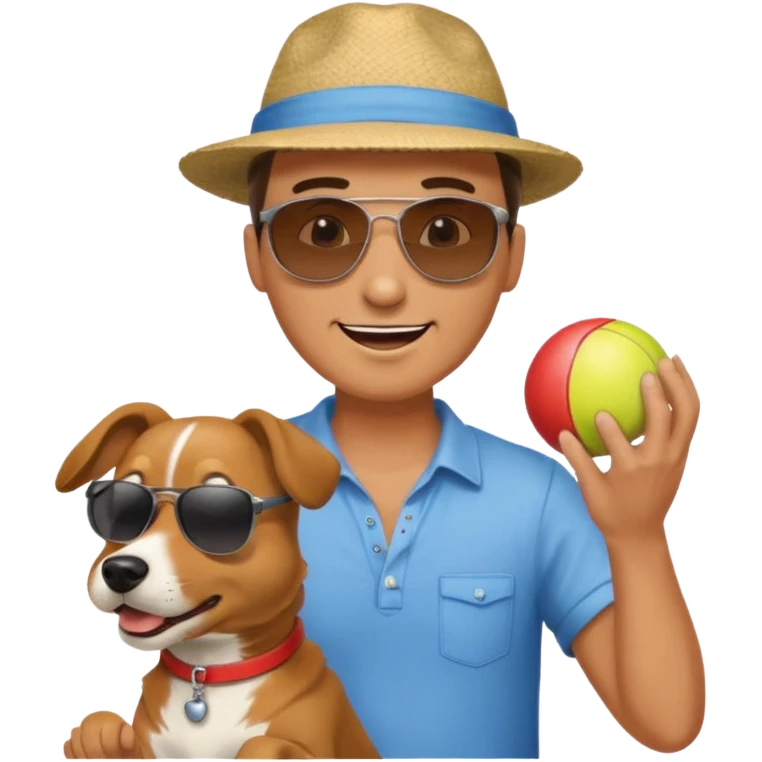 Men is playing with his dog emoji