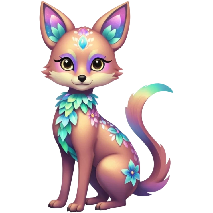 Multicolored sparkly pastel dark iridescent light pale gloomy spooky cute adorable pretty cool elegant realistic floral exotic Falvie-Fionbri, full body emoji