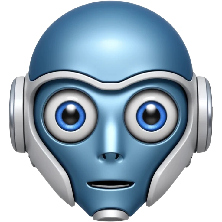 tête de robot cosmonaute bleu et blanc avec des yeux plié emoji