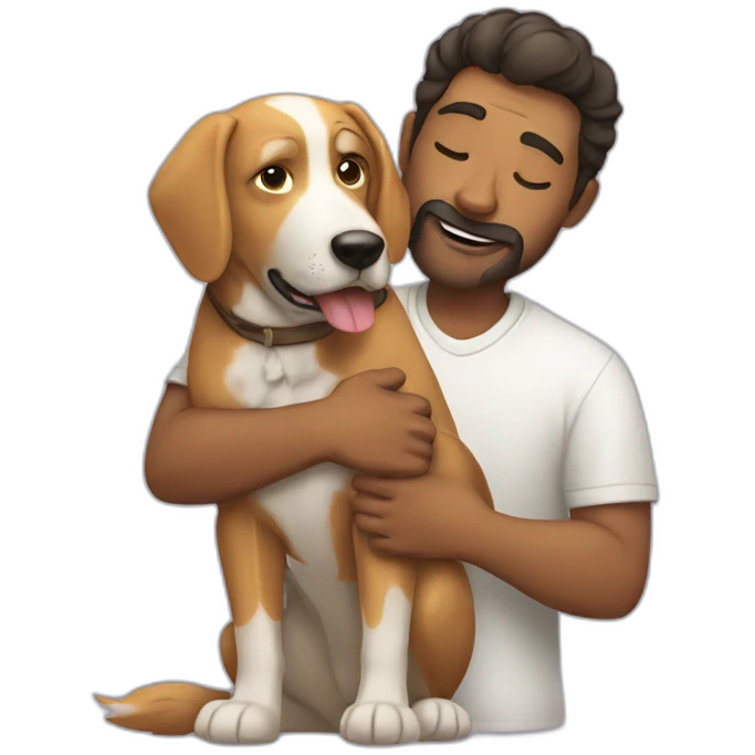 man soeeping with a dog emoji