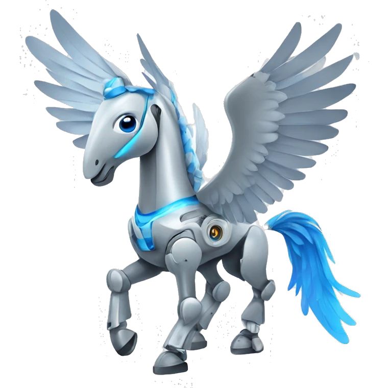 Robot Pegasus with blue wings emoji