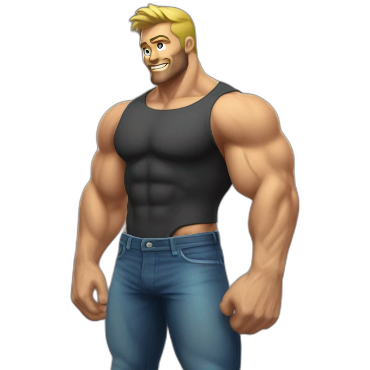 Radioactive muscle guy with boyfriend emoji