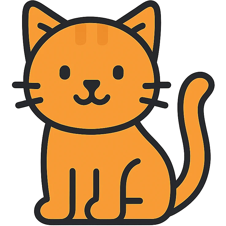 orange cute cat, color outline icon style emoji