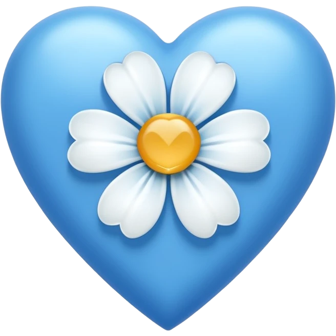 blue heart with one white flower outside emoji