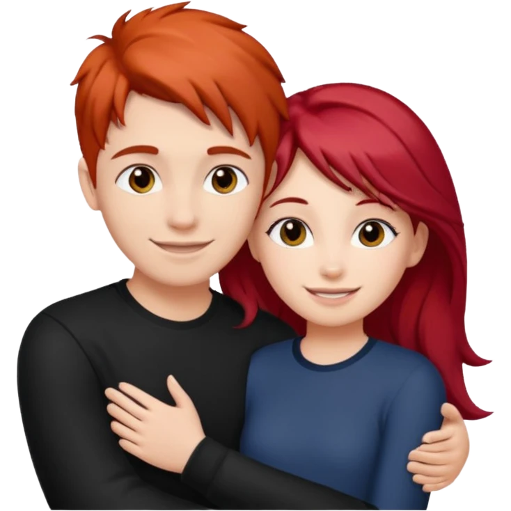 Red haired girl with black hair boy romance emoji