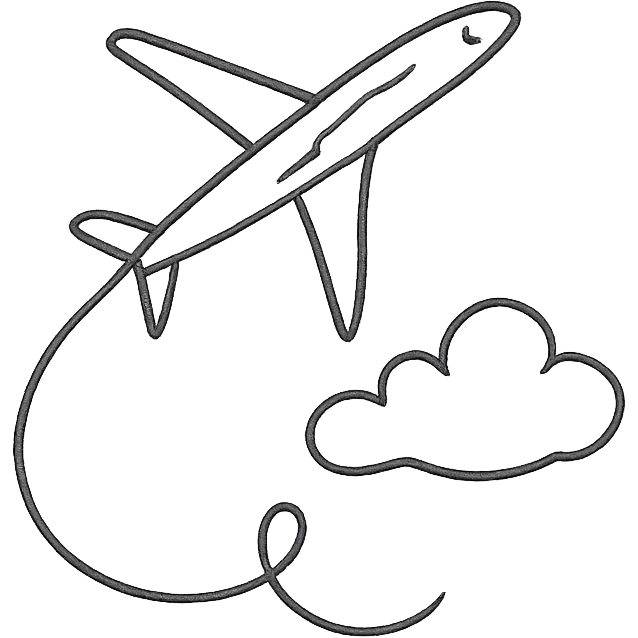 smooth and delicate fine line tattoo of an airplane and a cloud, feminine, minimal, elegant emoji