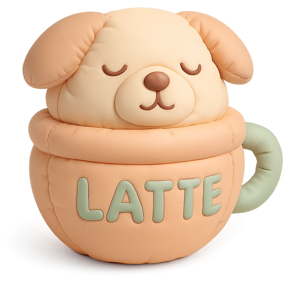 dog latte, soft and plush, pastel colors emoji