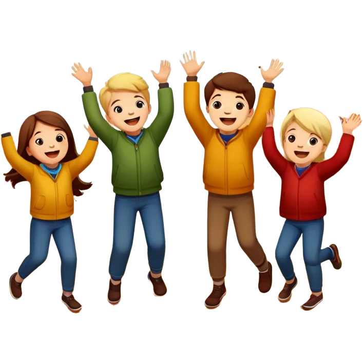 group of kids playing and tossing leaves in the air, autumn background emoji