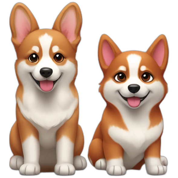 a "red corgi puppy" next to a "husky puppy" emoji