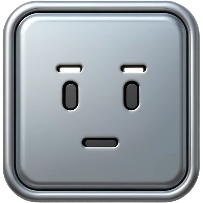 A futuristic microchip emoji made of polished silver chrome, minimal circuit details, smooth metallic surface, soft lighting, iOS emoji style, centered, clean white background emoji