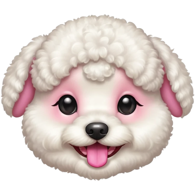 smile, baby white toy Poodle,only face  emoji