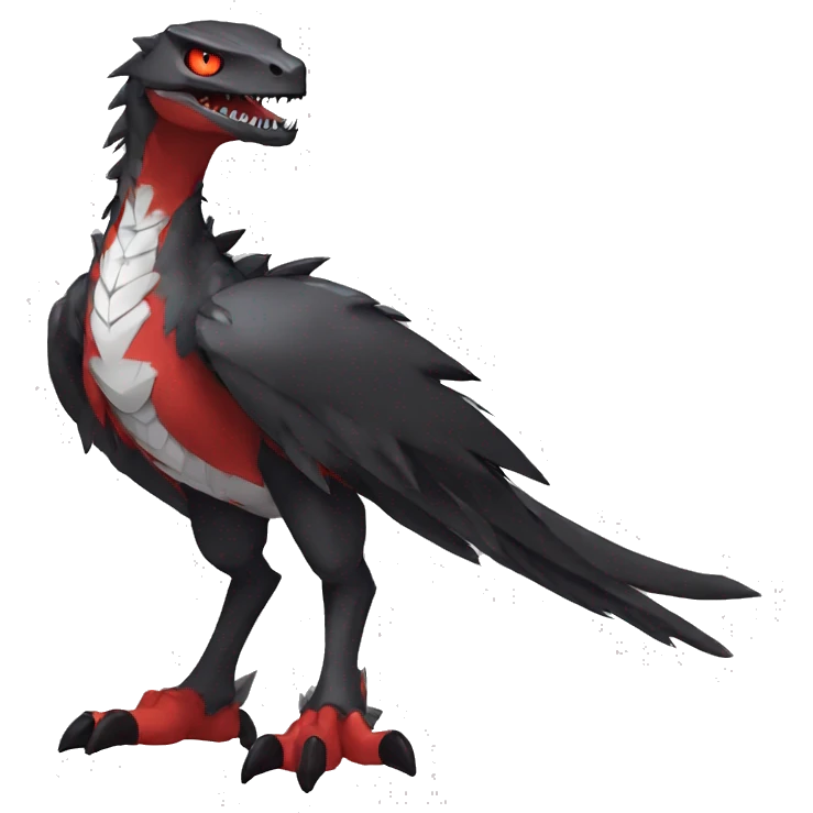  Cool Edgy Black Red Grey White Digimon-Fakemon-Raptor-Reptile full body emoji