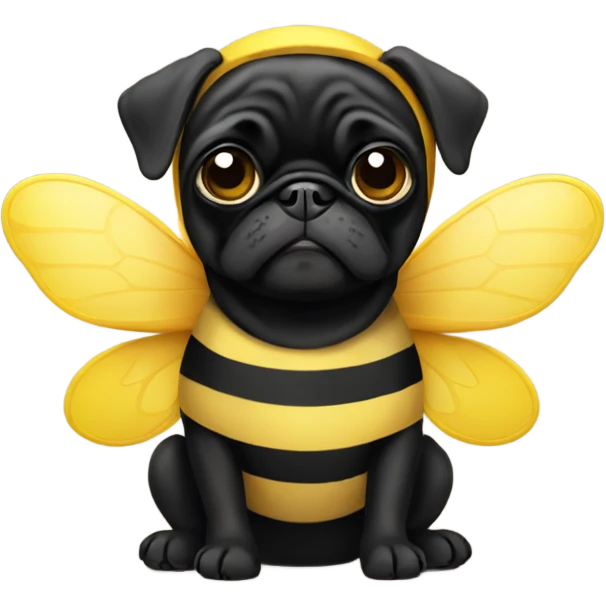 Black pug in a bee costume emoji