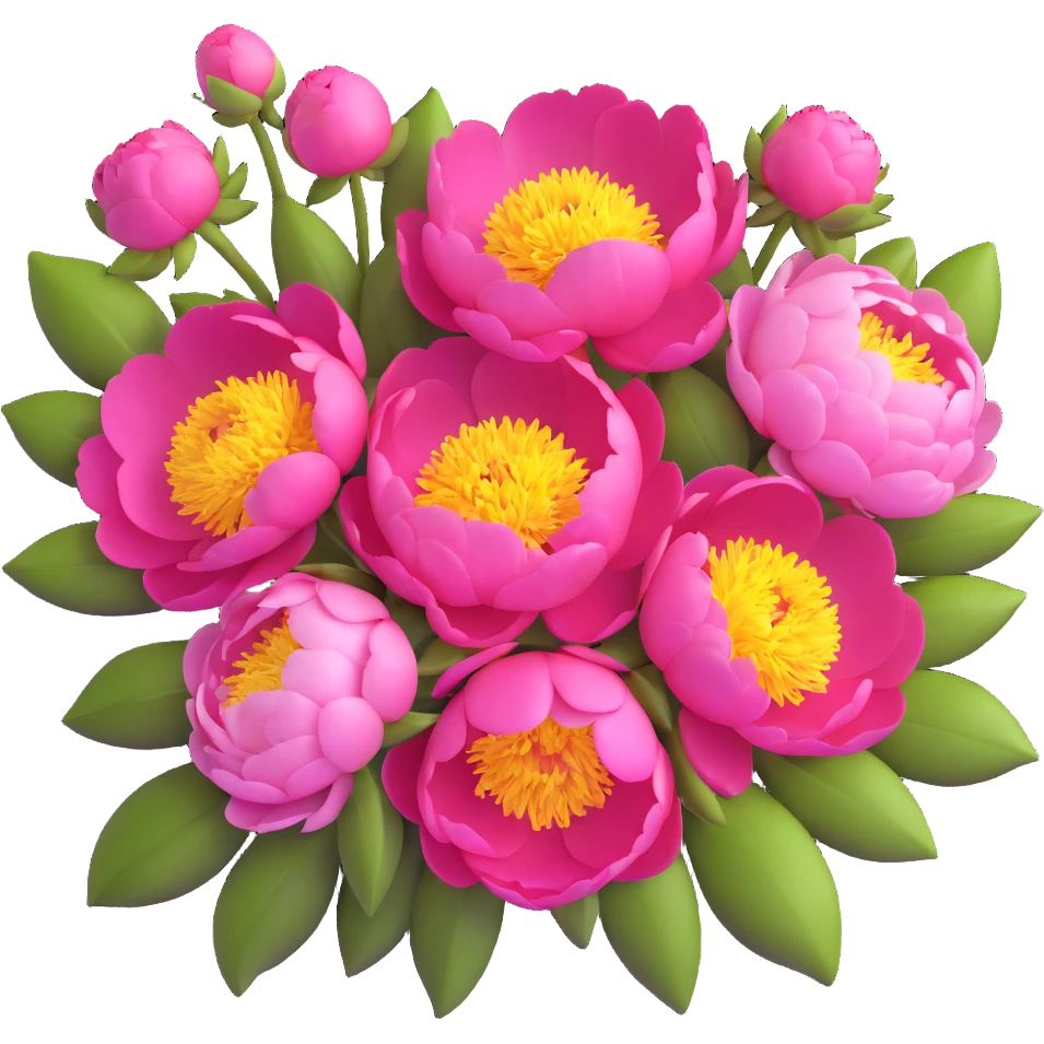 lush bouquet of peony flowers emoji