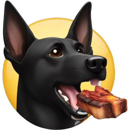 black belgian malinois head eating bbq emoji