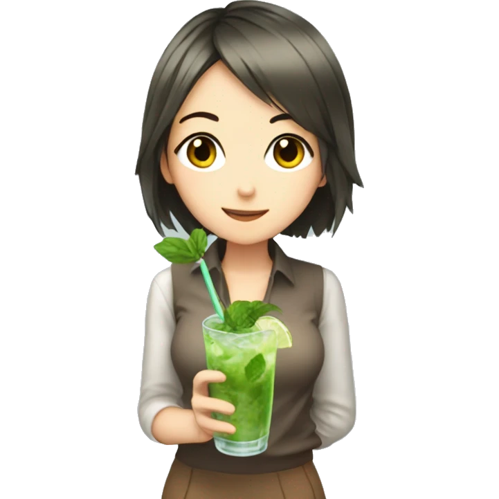 anime girl with mojito in her hand emoji