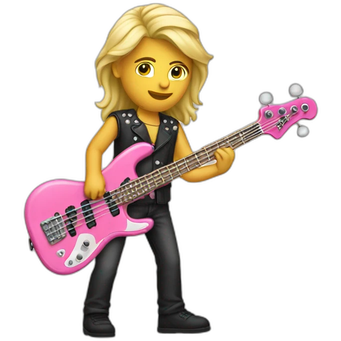 long-blond-bassguitar-player-pink emoji