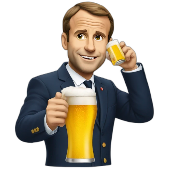 Macron qui boit une bière emoji