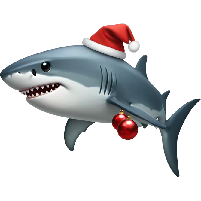Shark with Christmas clothes on emoji