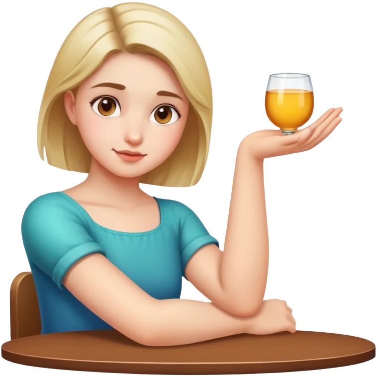 girl elbow on table emoji