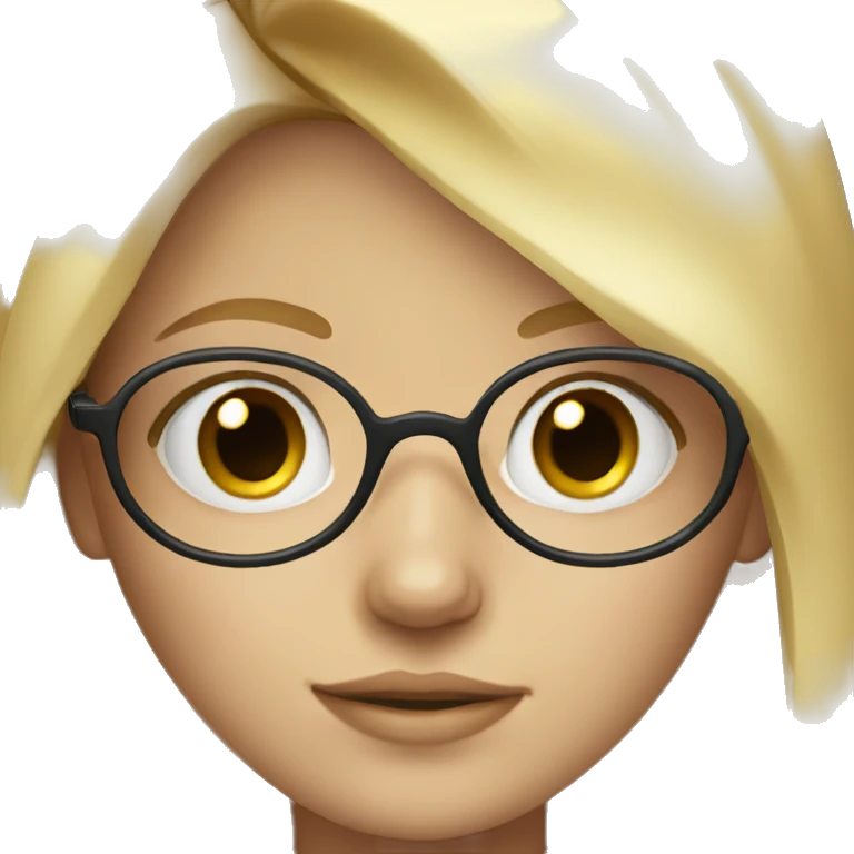 Blonde girl with blue eyes and glasses  emoji