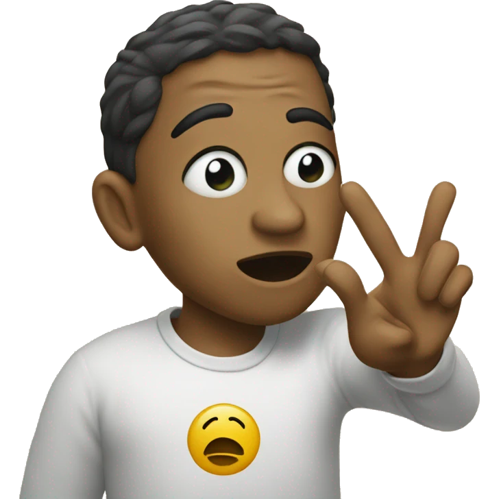 Crying emoji holding up a peace sign emoji