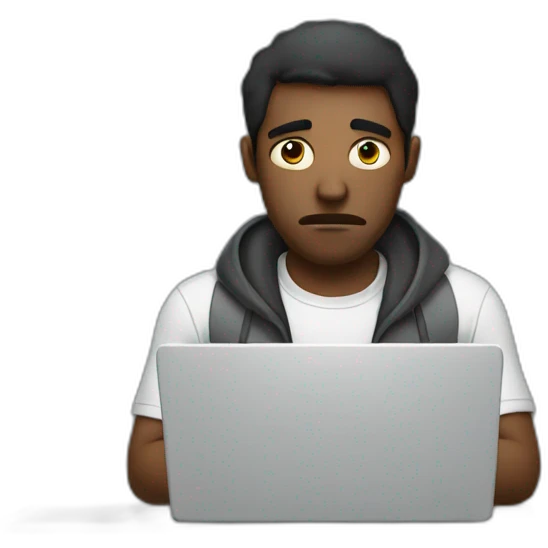 sad man working at laptop emoji