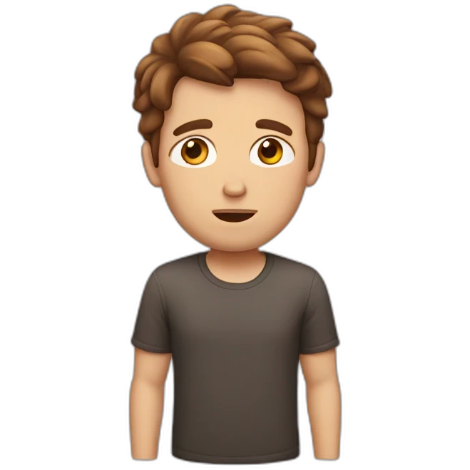 stressed out white male brown hair emoji