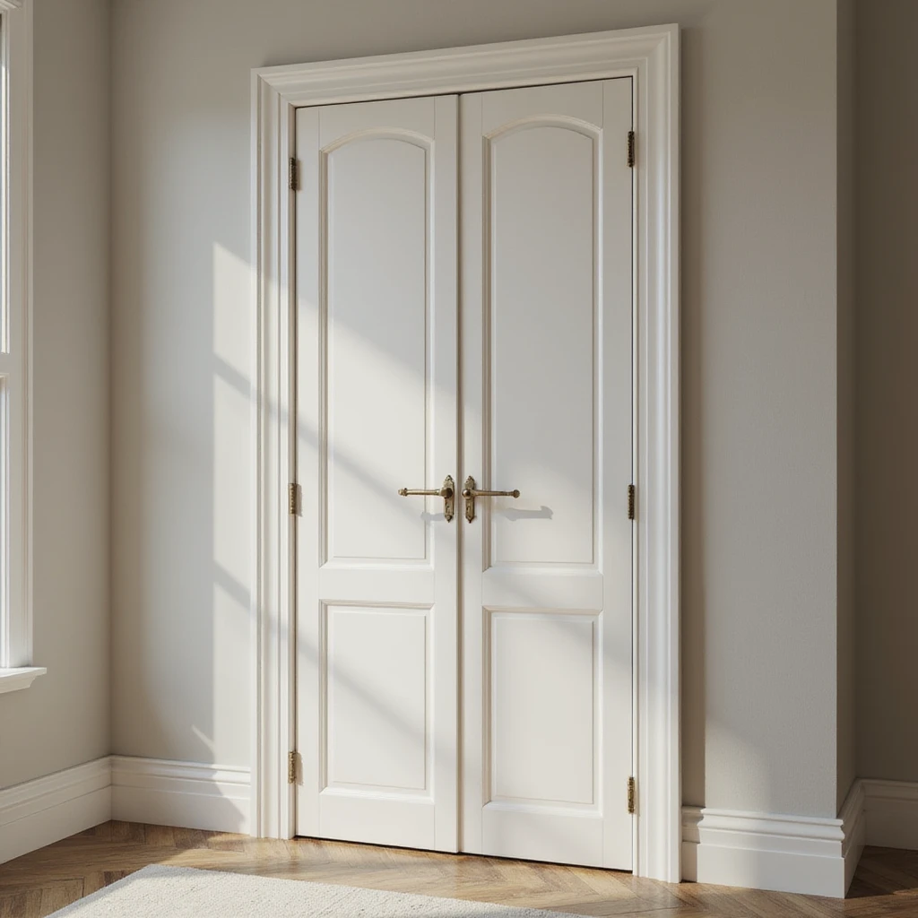 A realistic wardrobe with double doors and a handle, photorealistic style. emoji